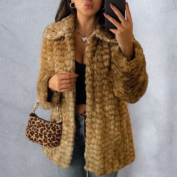 Dorothy Perkins Jackets & Blazers - Dorothy Perkins Faux Fur Plush Brown Tan Textured Coat US 8-10